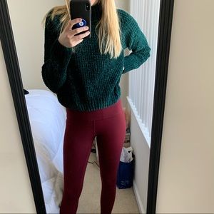 Emerald Green Chenille Cropped Sweater